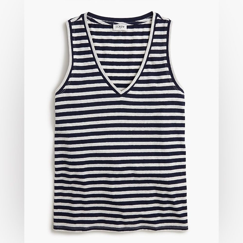 J. Crew Navy and White Striped Tank Top